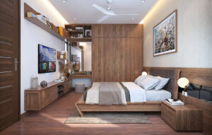 Chọn màu sắc, họa tiết hài hòa với toàn thể không gian phòng ngủ