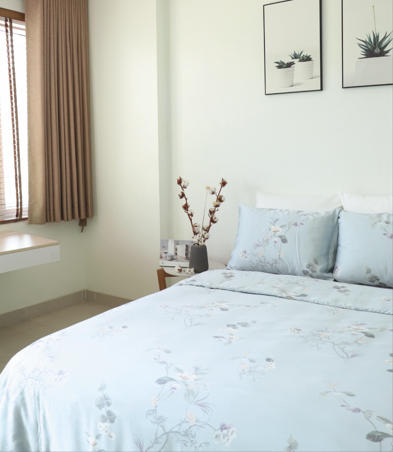 Màu sắc nhã nhặn toát lên vẻ đẹp thanh lịch của bộ ga phủ Samick